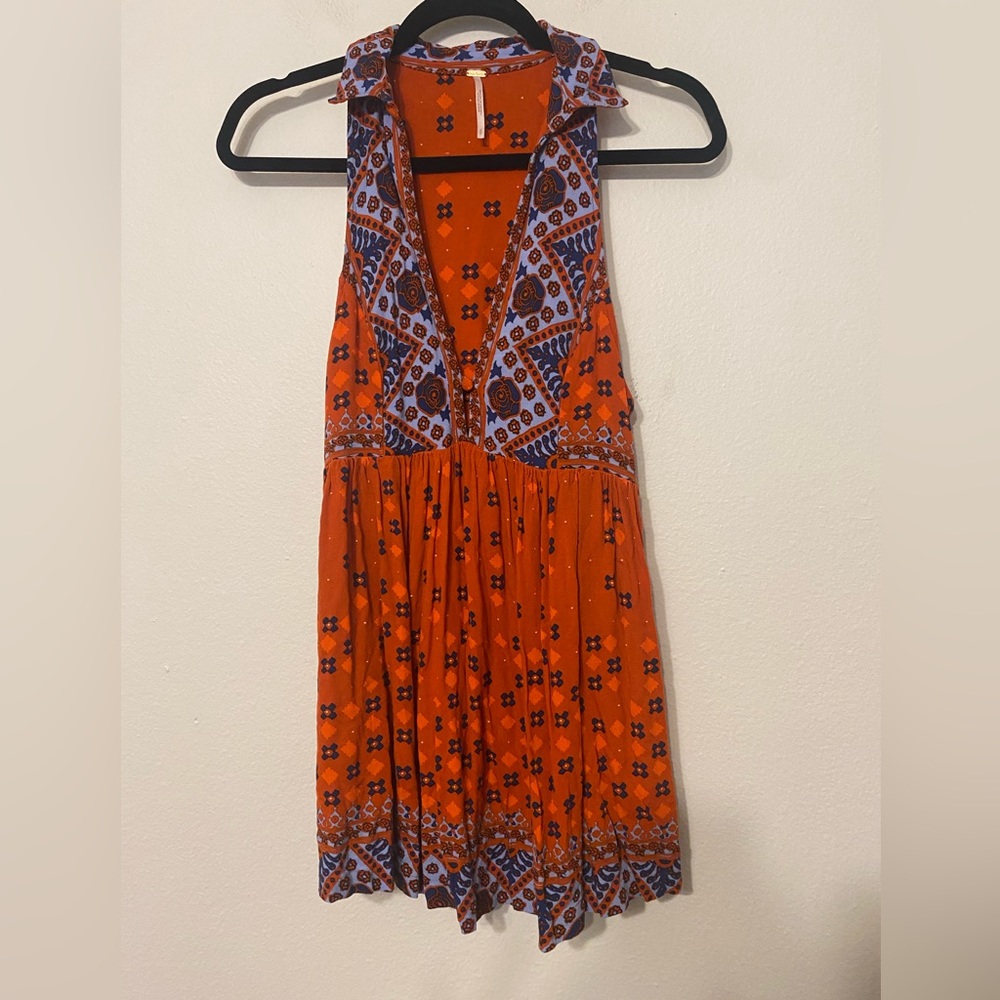 Free People Charlotte Tunic Top Rust Combo - Picture 2 of 8